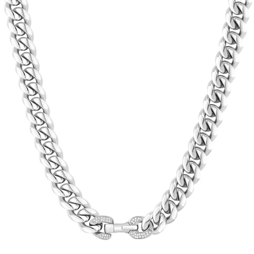 超極細 パヴェ マイアミ　キューバン 喜平 ネックレス 20\" シルバー LEX マイアミキューバンネックレス 喜平チェーン メンズ シルバー